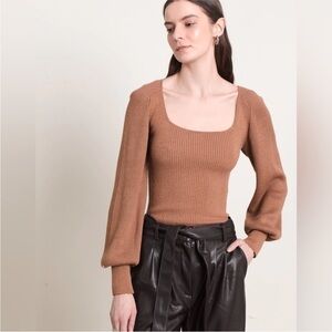 Eleven Six Camila Alpaca Ribbed Knit Blouson Sweater Ballon Sleeve size Small